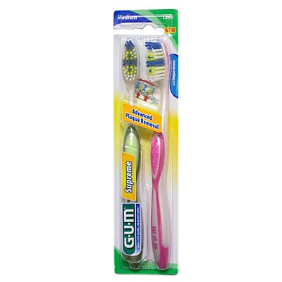 slide 1 of 1, G-U-M Supreme Medium Toothbrush Value Pack - Colors May Vary, 2 ct
