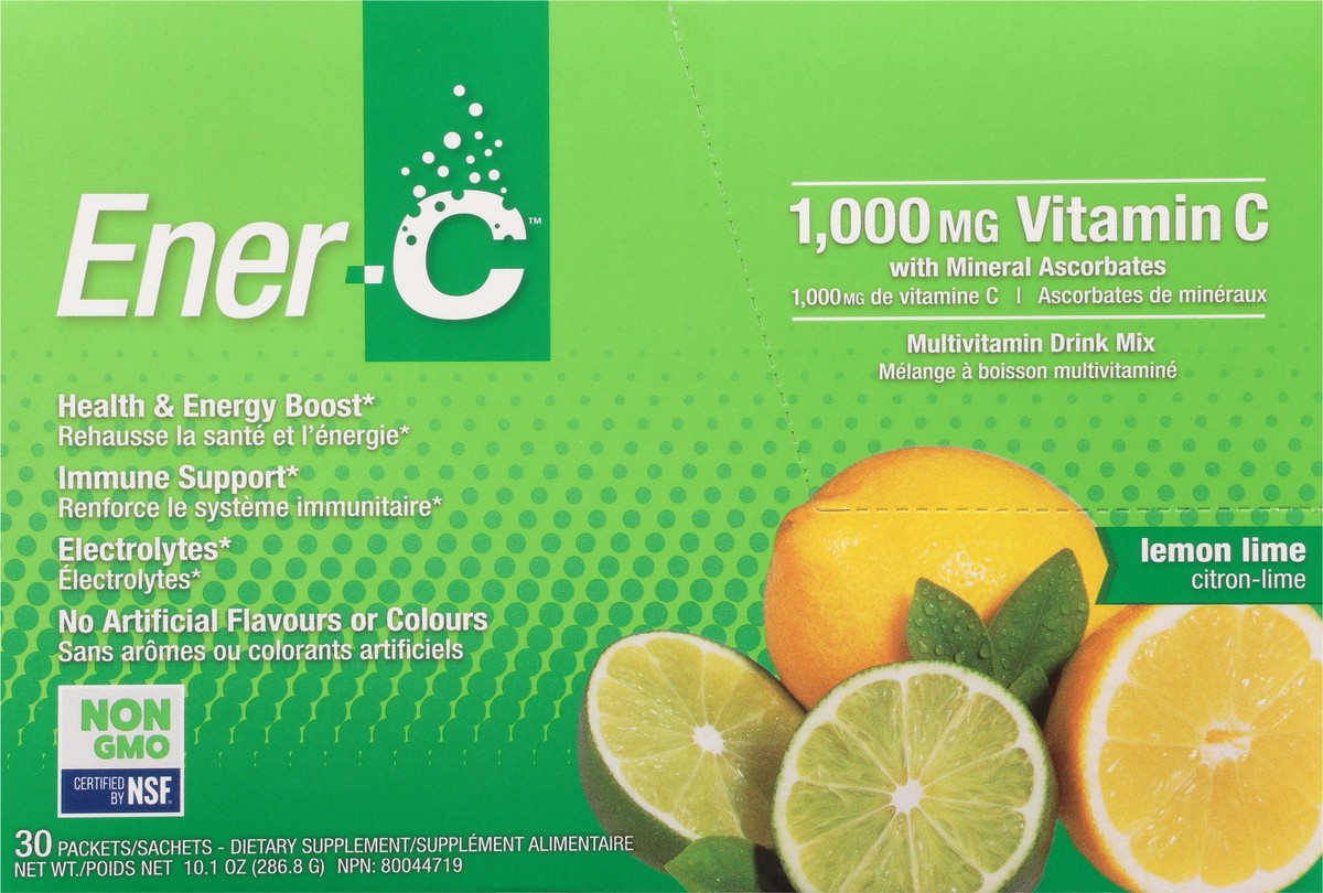 slide 7 of 9, Ener-C Multivitamin Drink Mix, Vitamin C, 1000 mg, Lemon Lime, Packets, 30 Each, 30 ct