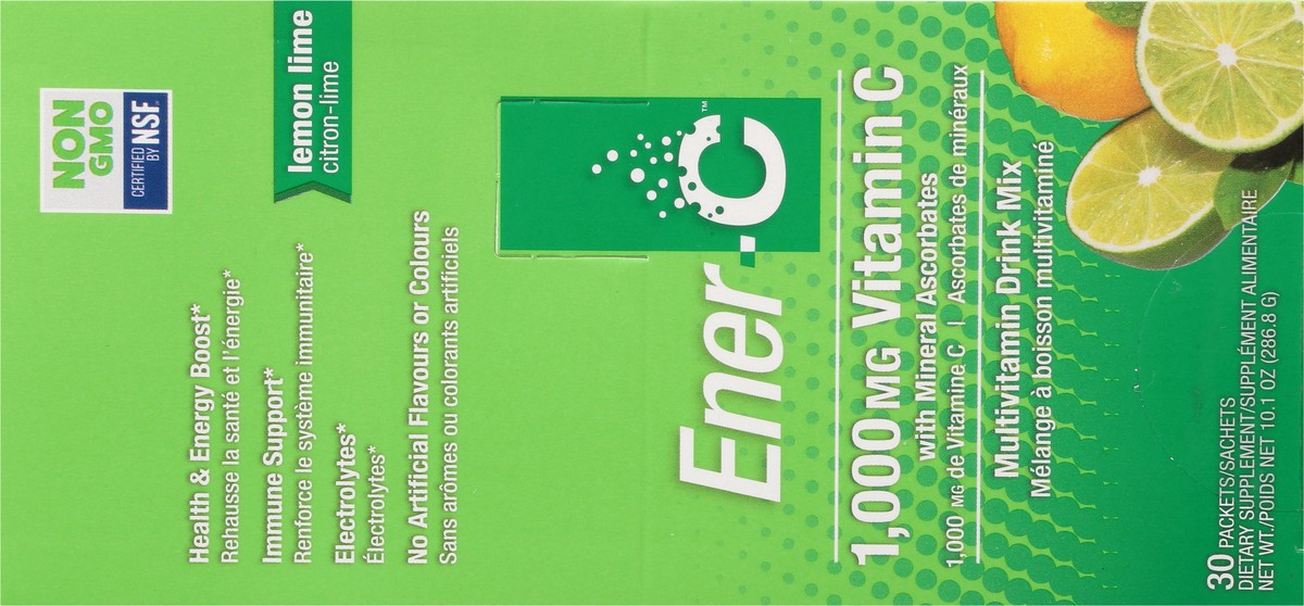 slide 4 of 9, Ener-C Multivitamin Drink Mix, Vitamin C, 1000 mg, Lemon Lime, Packets, 30 Each, 30 ct