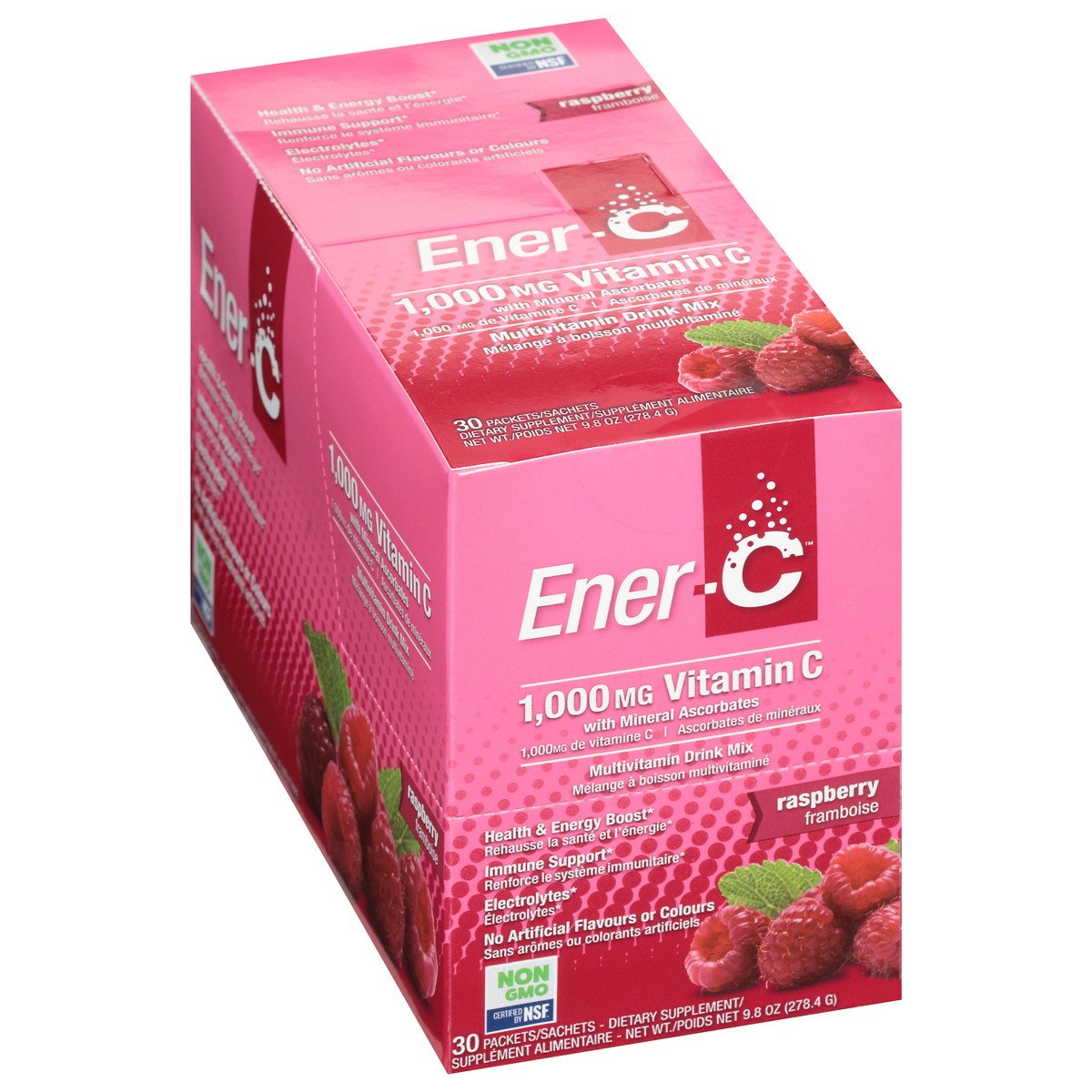 slide 2 of 9, Ener-C Raspberry Vitamin C Drink Mix, 30 ct