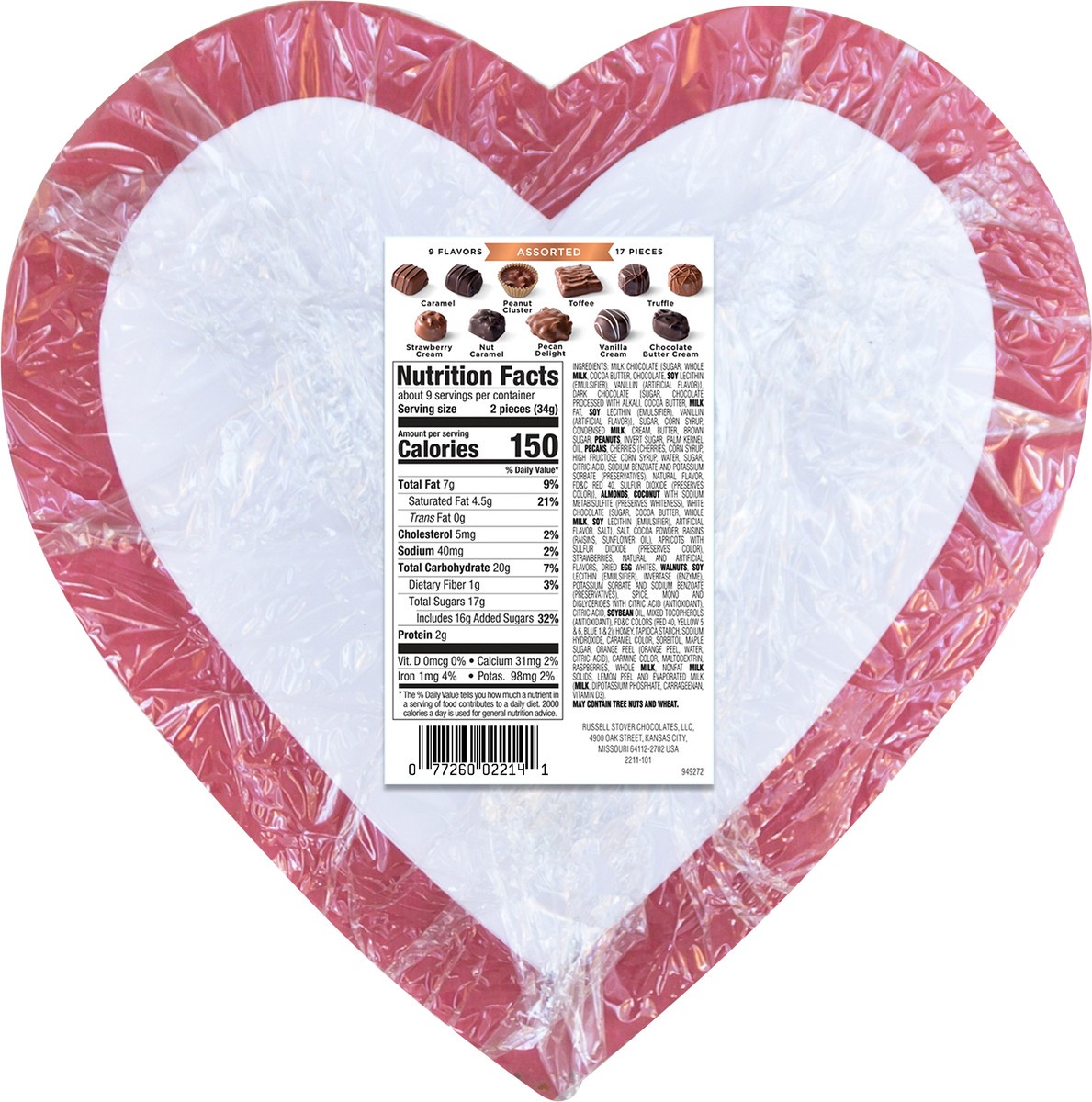 slide 4 of 9, Russell Stover Assorted Chocolates I Love You Heart Shape Valentine Gift Box, 10 oz