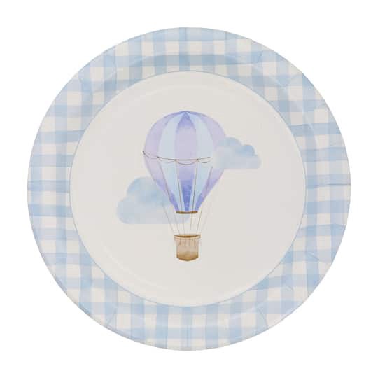 slide 1 of 2, 9" Blue Hot Air Balloon & Gingham Dinner Plates, 10ct. By Celebrate It, 10 ct