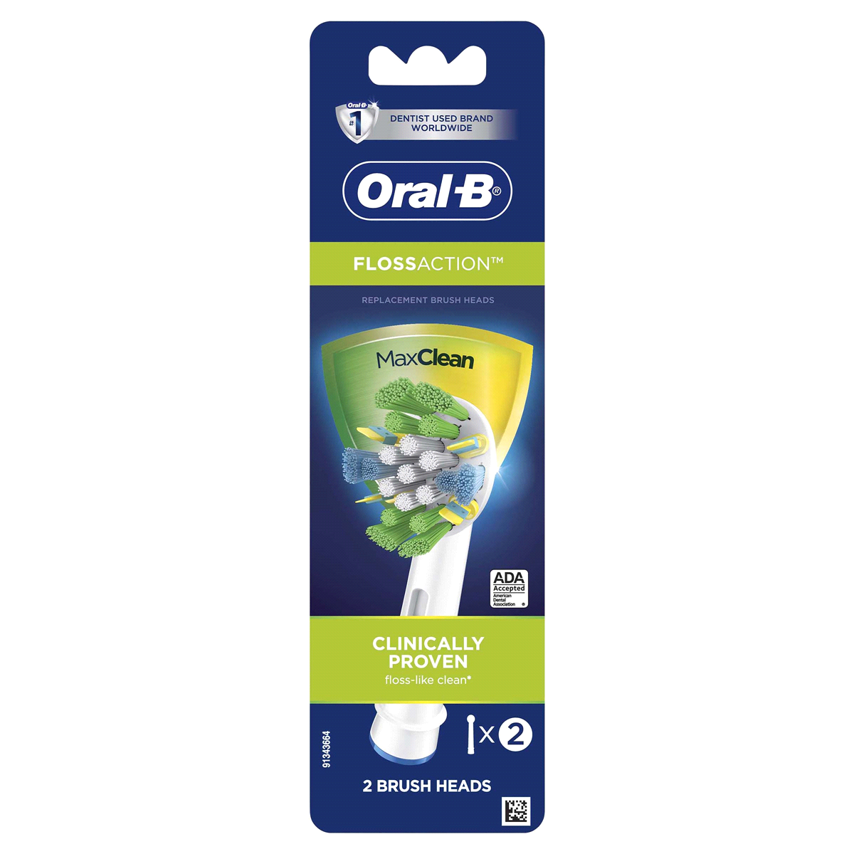 slide 1 of 3, Oral-B Floss Action Replacement Electric Toothbrush Head, 2 ct