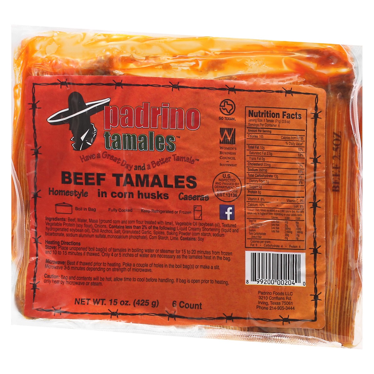 slide 3 of 13, Padrino Homestyle Beef Tamales 6 ea, 15 oz