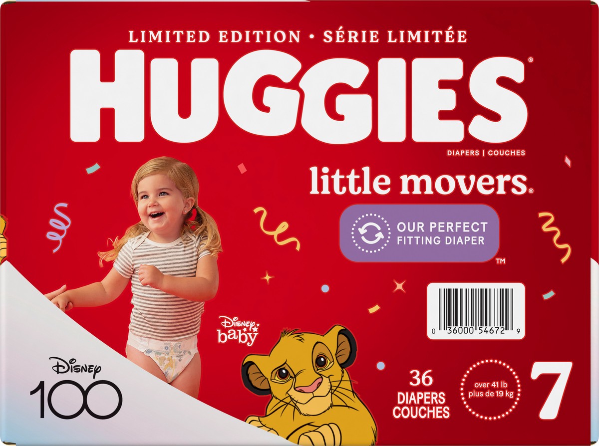 Huggies Little Movers Baby Diapers, Size 7 36 ct