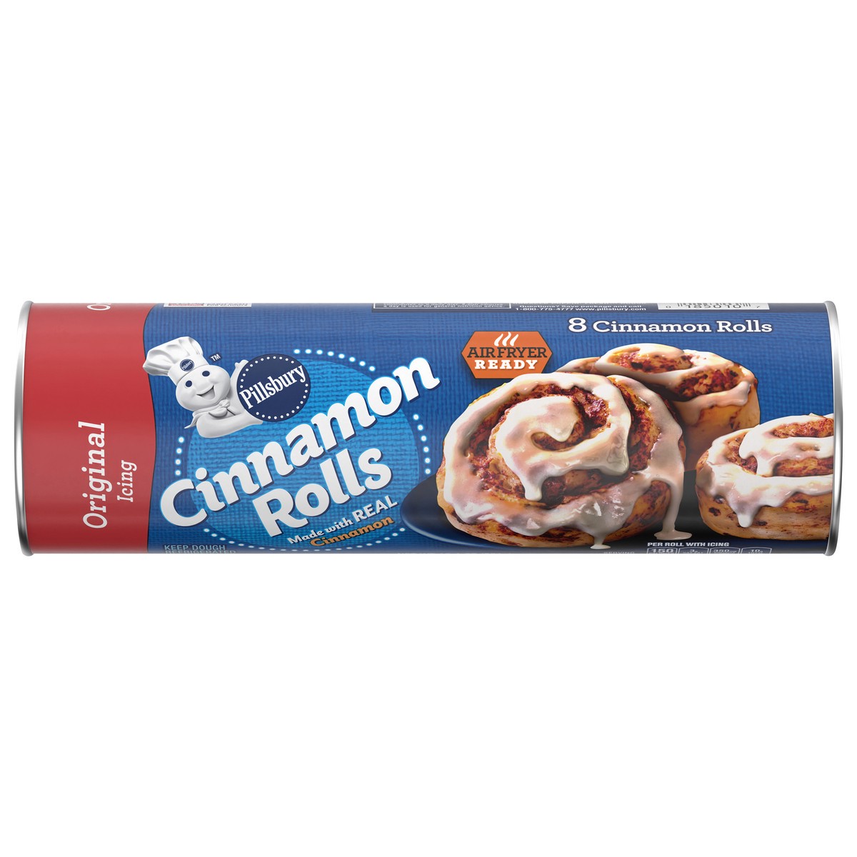 slide 1 of 9, Pillsbury Cinnamon Rolls with Original Icing, Refrigerated Canned Pastry Dough, 8 Rolls, 12.4 oz, 12.4 oz