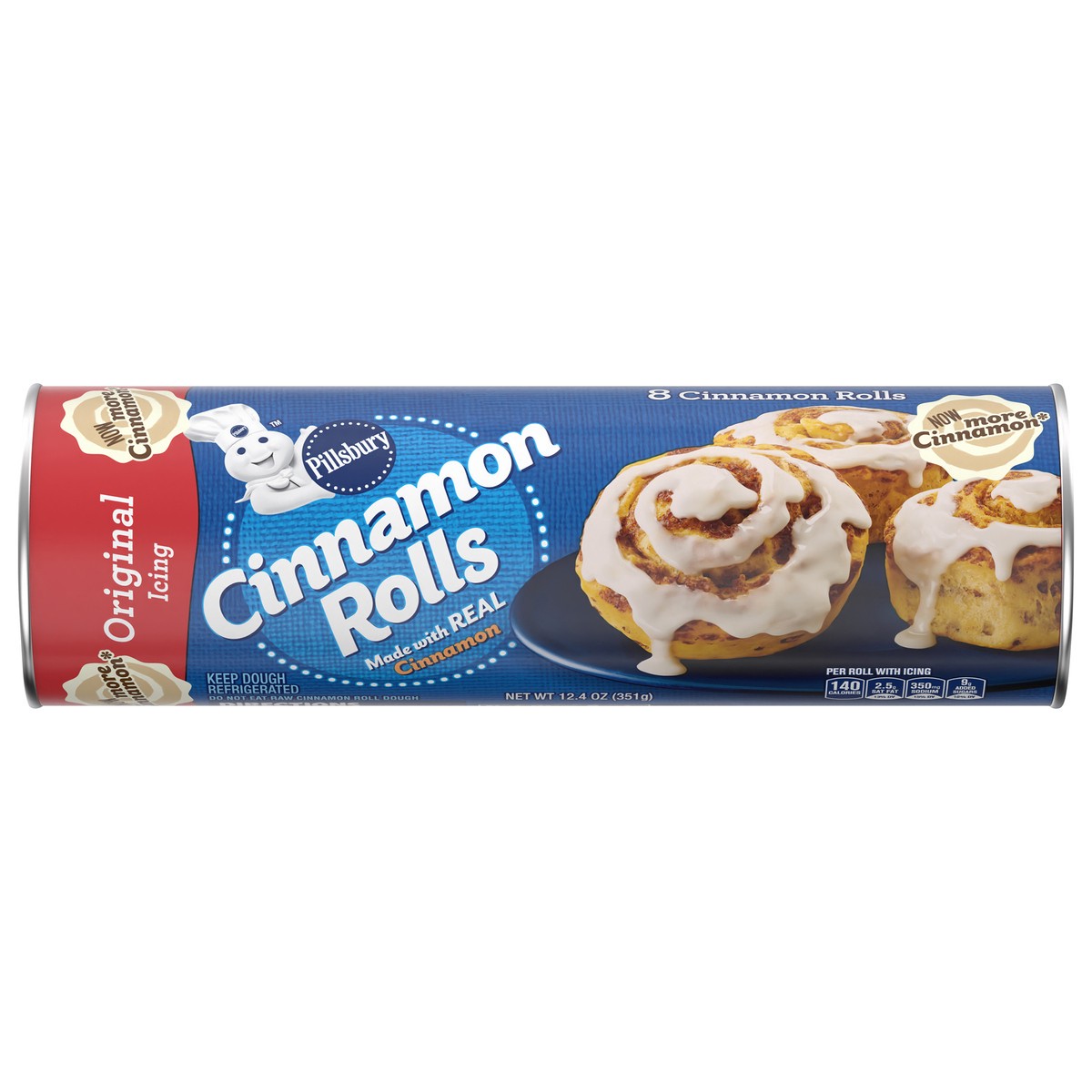 slide 1 of 9, Pillsbury Cinnamon Rolls with Original Icing, Refrigerated Canned Pastry Dough, Easter Treats, 8 Ct, 12.4 oz, 8 ct