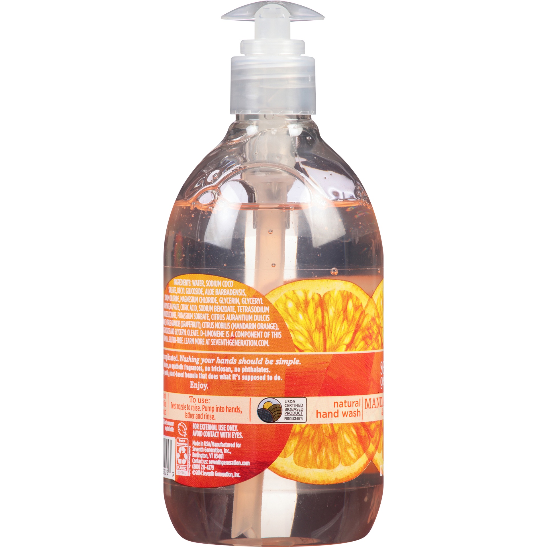 slide 2 of 5, Seventh Generation Mandarin Orange & Grapefruit Natural Hand Wash, 12 oz