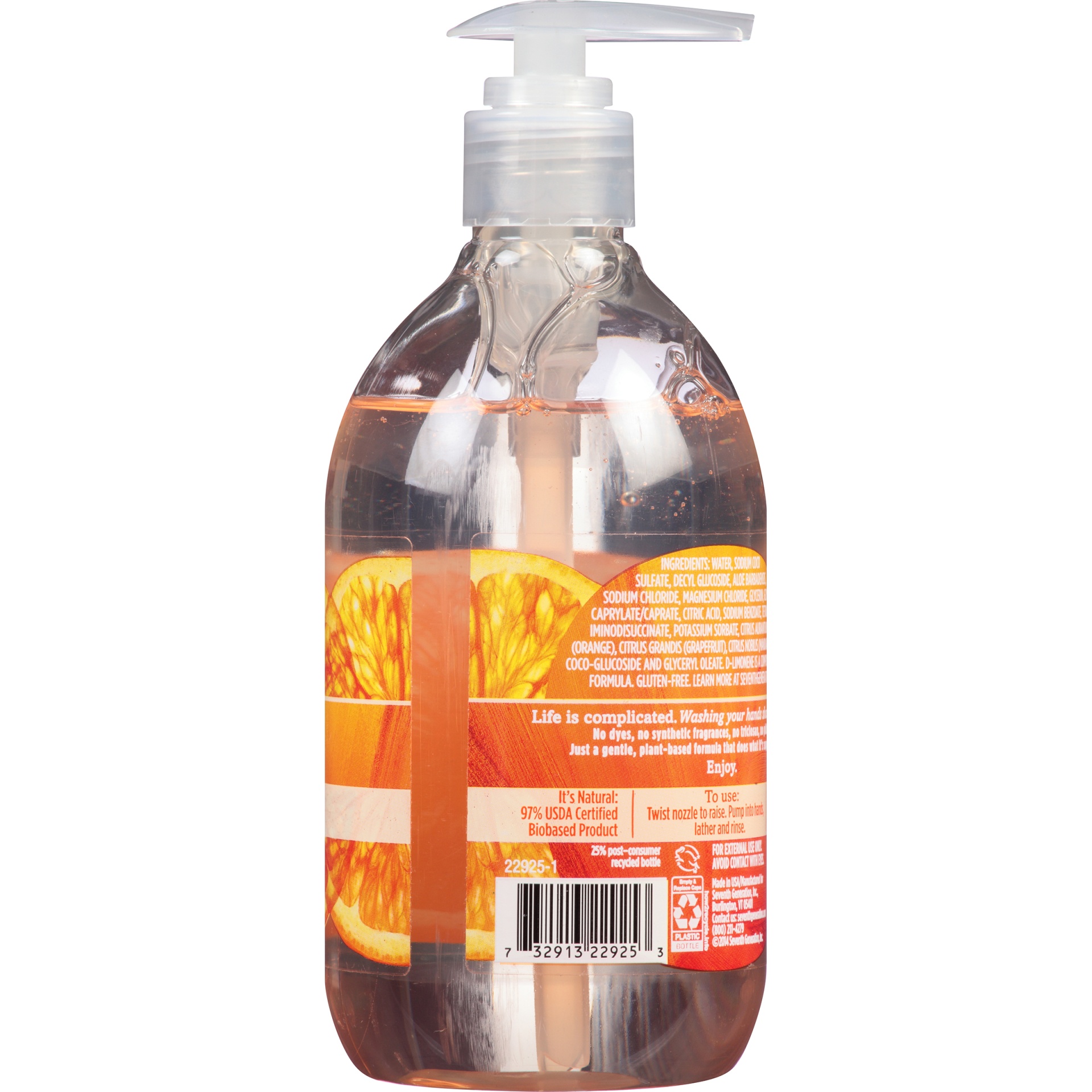 slide 4 of 5, Seventh Generation Mandarin Orange & Grapefruit Natural Hand Wash, 12 oz