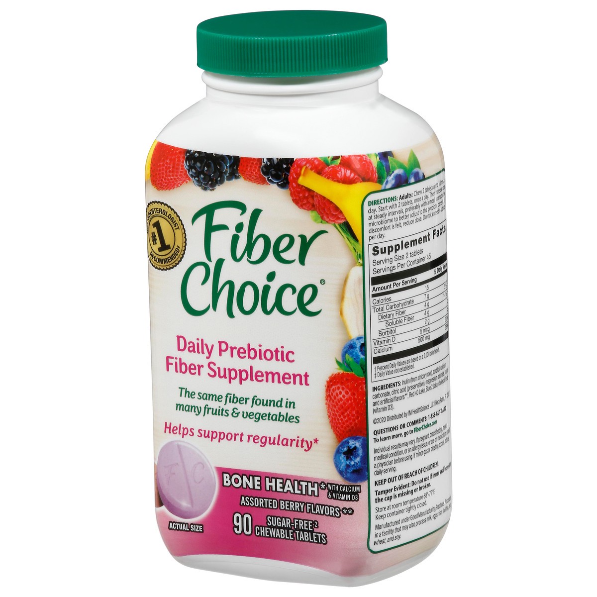 slide 7 of 10, FIBER CHOICE Bone Health Prebiotic Fiber Supplement Tablets 90ct, 13.25 oz