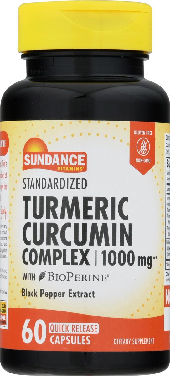 slide 11 of 12, Sundance Vitamins 1000 mg with BioPerine Standardized Turmeric Curcumin Complex Quick Release Capsules 60 ea, 60 ct