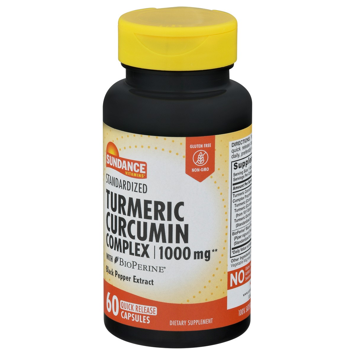 slide 2 of 12, Sundance Vitamins 1000 mg with BioPerine Standardized Turmeric Curcumin Complex Quick Release Capsules 60 ea, 60 ct