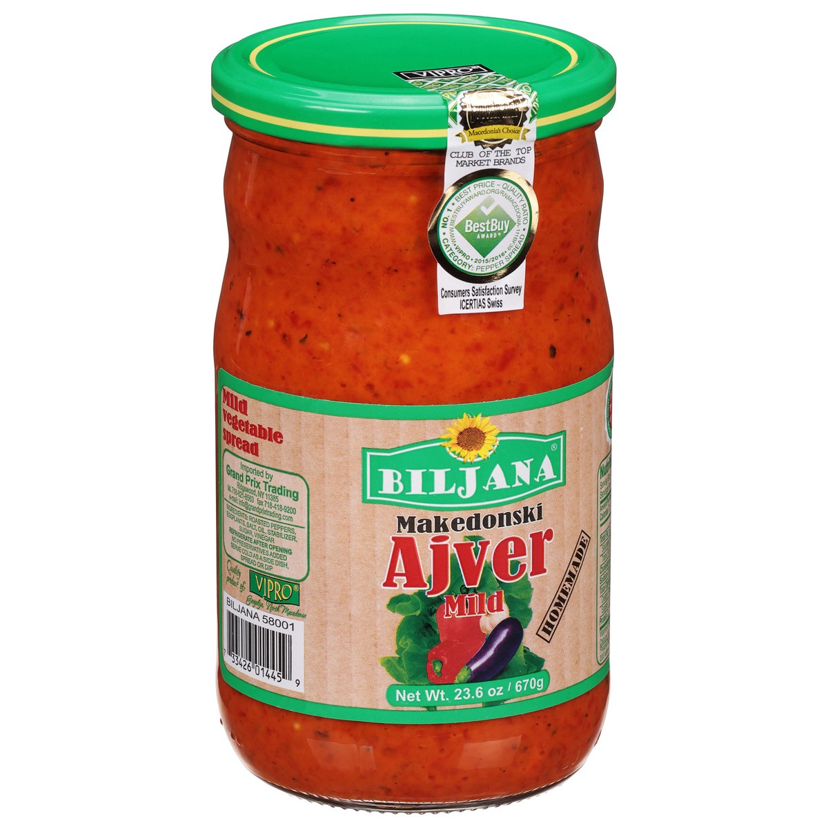 slide 8 of 11, Biljana Homemade Mild Vegetable Spread 23.6 oz, 23.6 oz