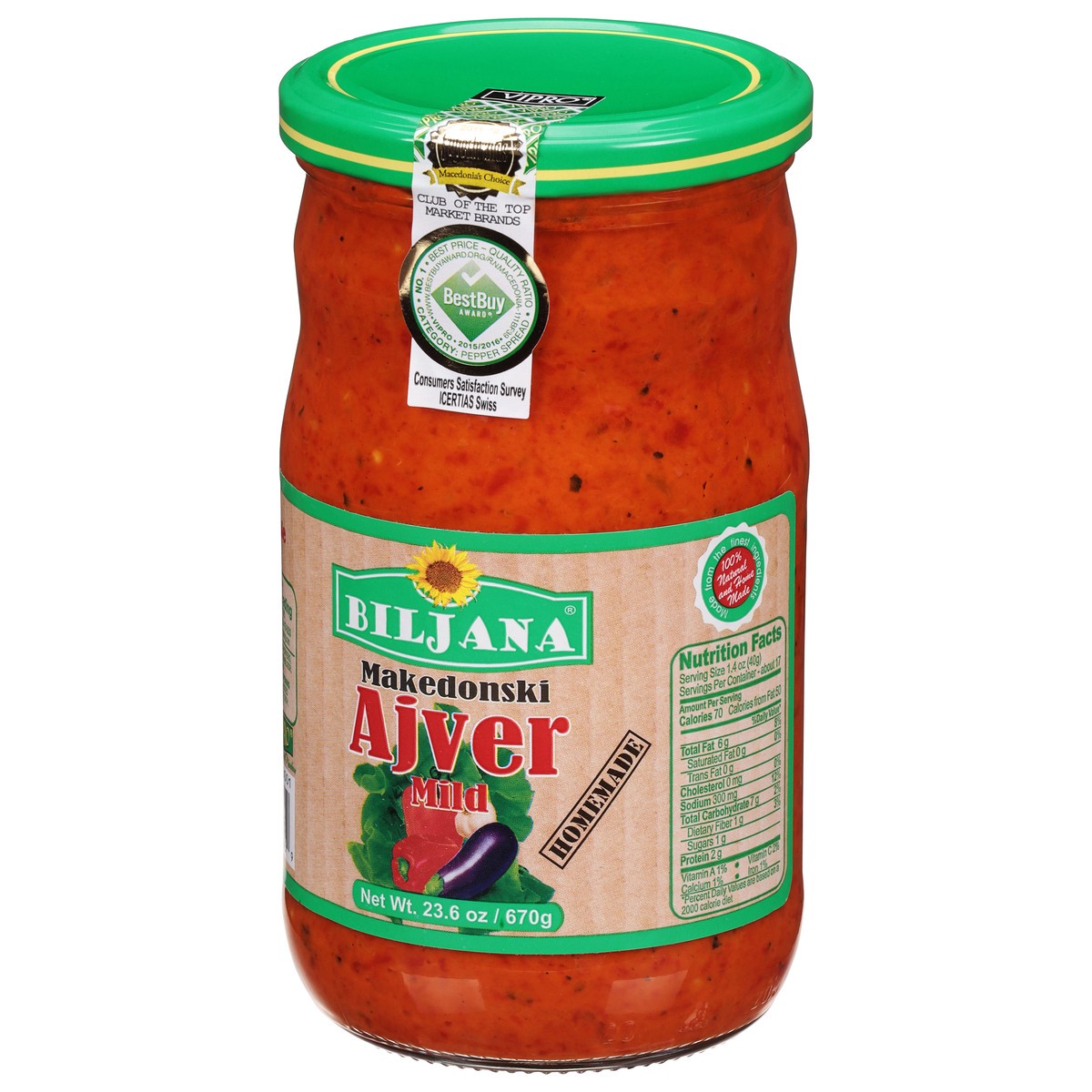 slide 10 of 11, Biljana Homemade Mild Vegetable Spread 23.6 oz, 23.6 oz