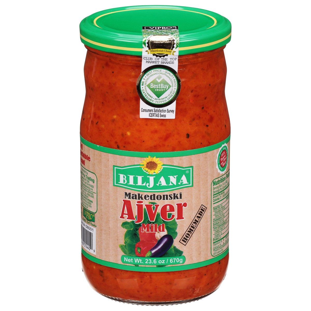 slide 4 of 11, Biljana Homemade Mild Vegetable Spread 23.6 oz, 23.6 oz