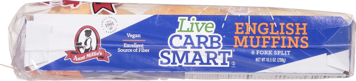 slide 7 of 9, Aunt Millie's Live Carb Smart English Muffins 6 ct, 6 ct