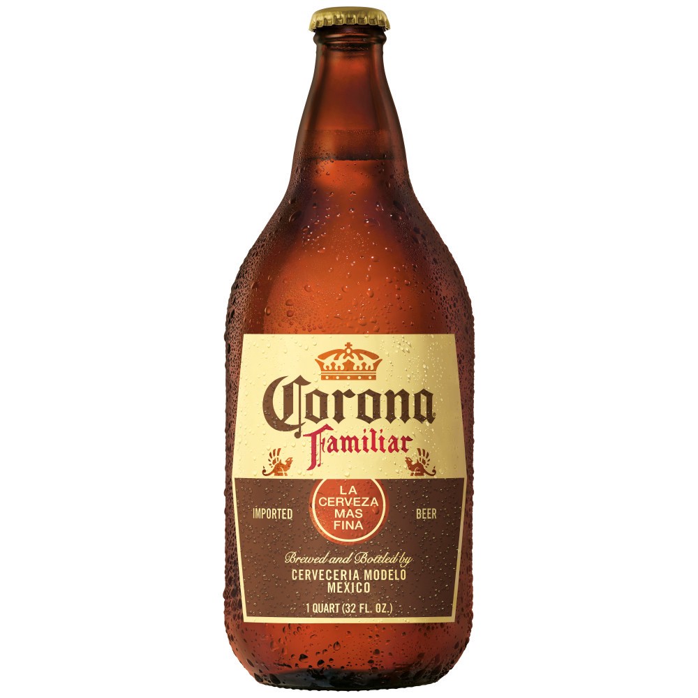 slide 1 of 10, Corona Familiar Mexican Lager Import Beer, 32 fl oz Bottle, 4.8% ABV, 32 fl oz