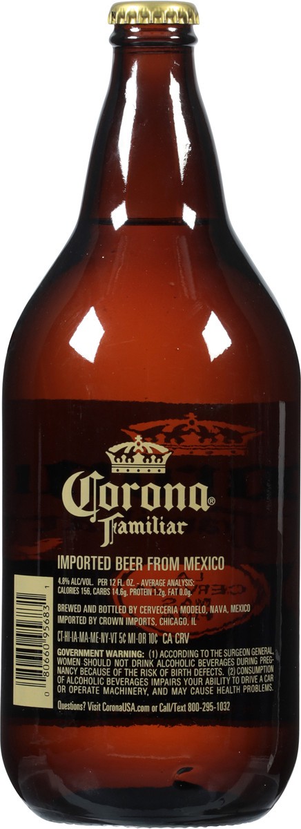 slide 4 of 10, Corona Familiar Mexican Lager Import Beer, 32 fl oz Bottle, 4.8% ABV, 32 fl oz