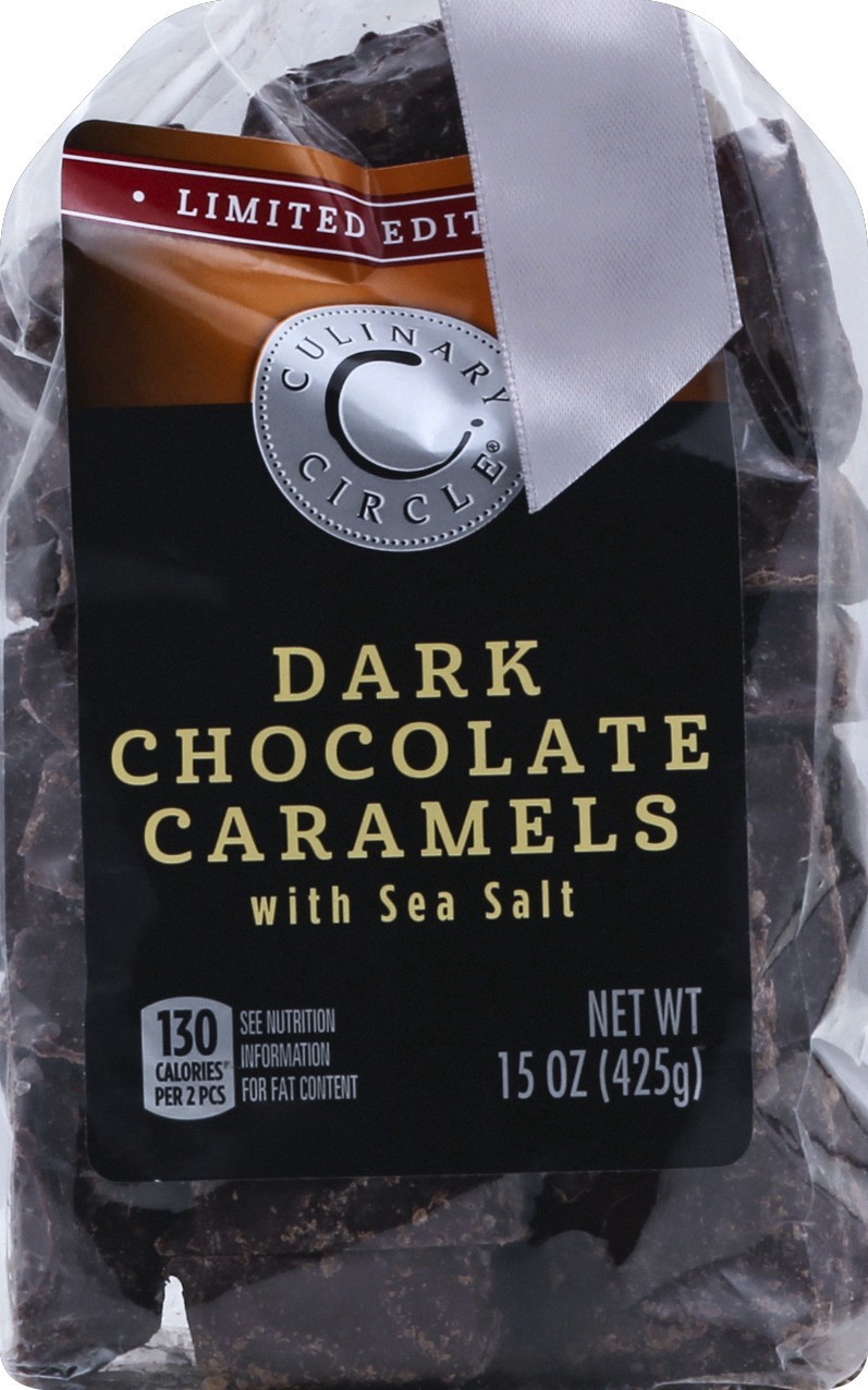 slide 1 of 1, Culinary Circle Dark Chocolate Sea Salt Caramels, 15 oz