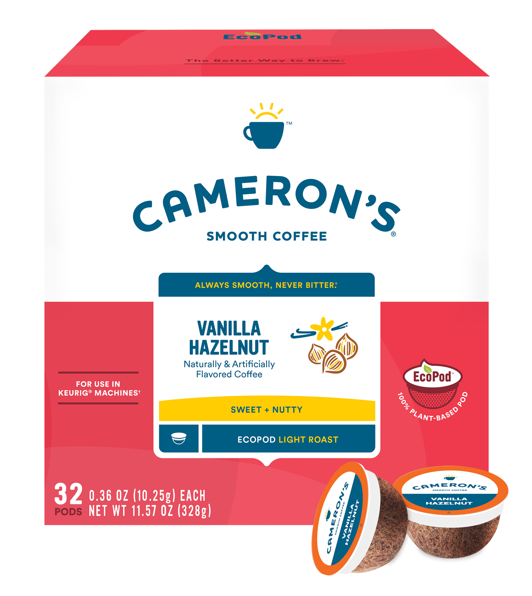 slide 1 of 9, Cameron's Coffee Single Serve Pods, Flavored, Vanilla Hazelnut- 11.57 oz, 11.57 oz