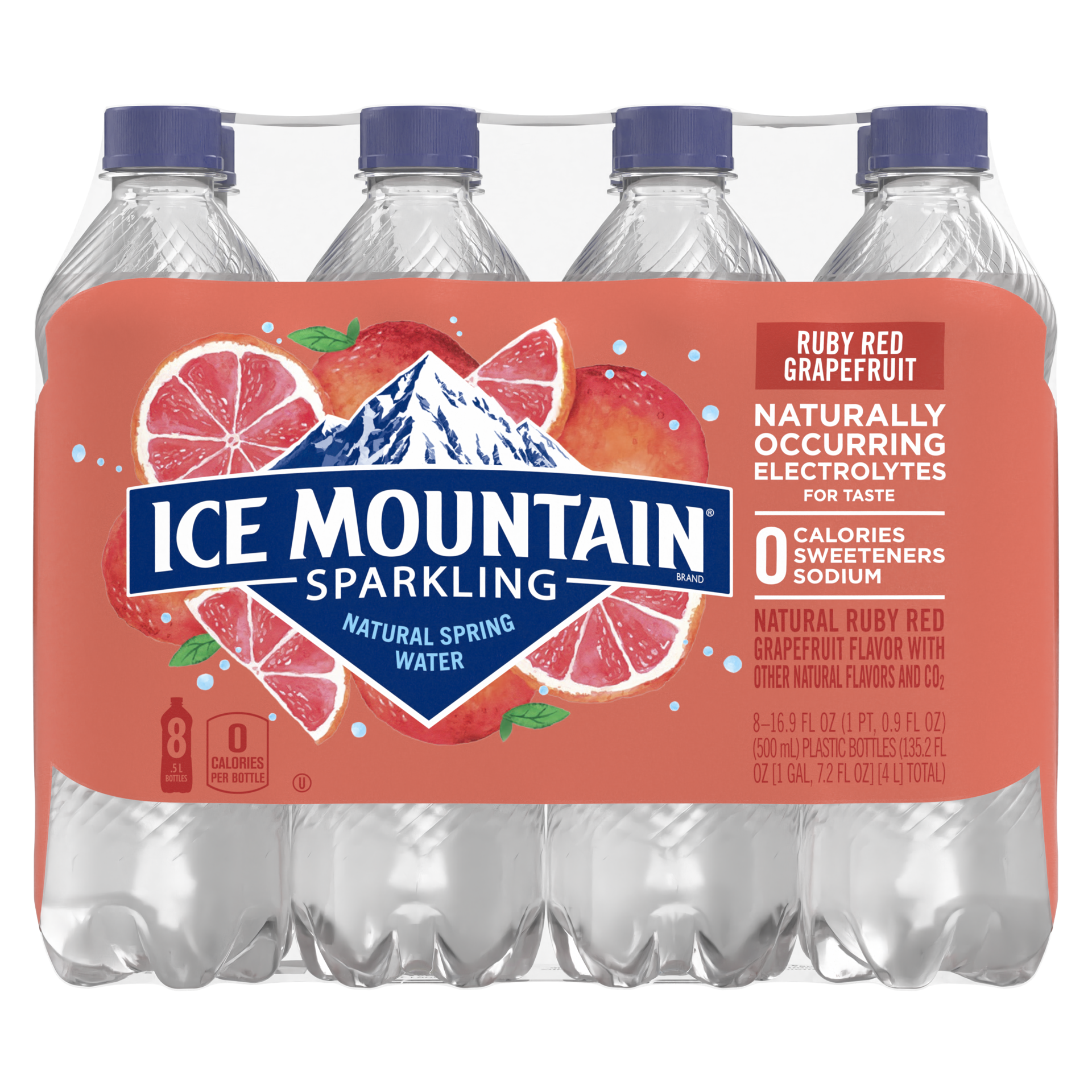slide 2 of 5, Ice Mountain Sparkling Water, Ruby Red Grapefruit, 16.9 oz. Plastic Bottles (8 Count), 16.9 fl oz