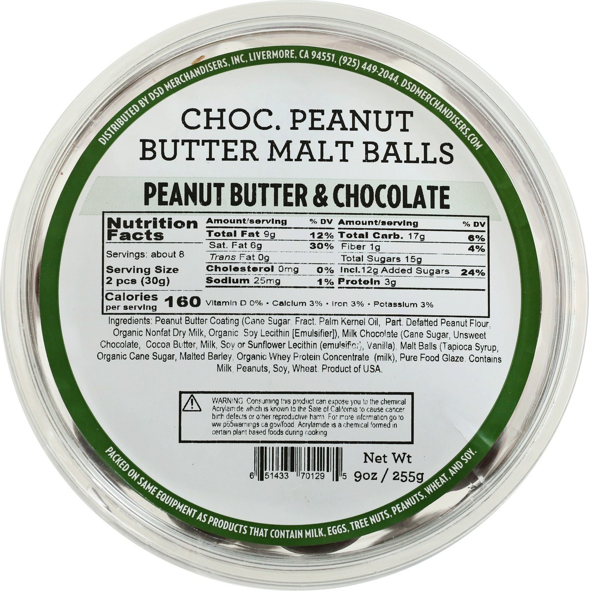 slide 1 of 10, DSD Merchandisers Chocolate Peanut Butter Malt Balls 9 oz,
