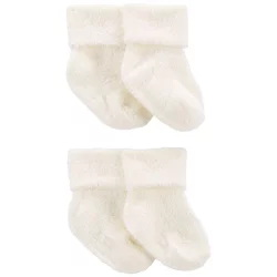 Carter's Preemie Foldover Chenille Booties - White