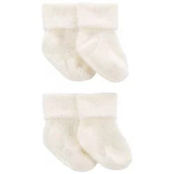Carter's Preemie Foldover Chenille Booties - White