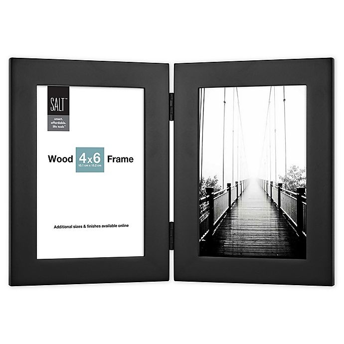 slide 1 of 1, SALT 2-Photo Hinged Wood Picture Frame - Black, 4 in x 6 in