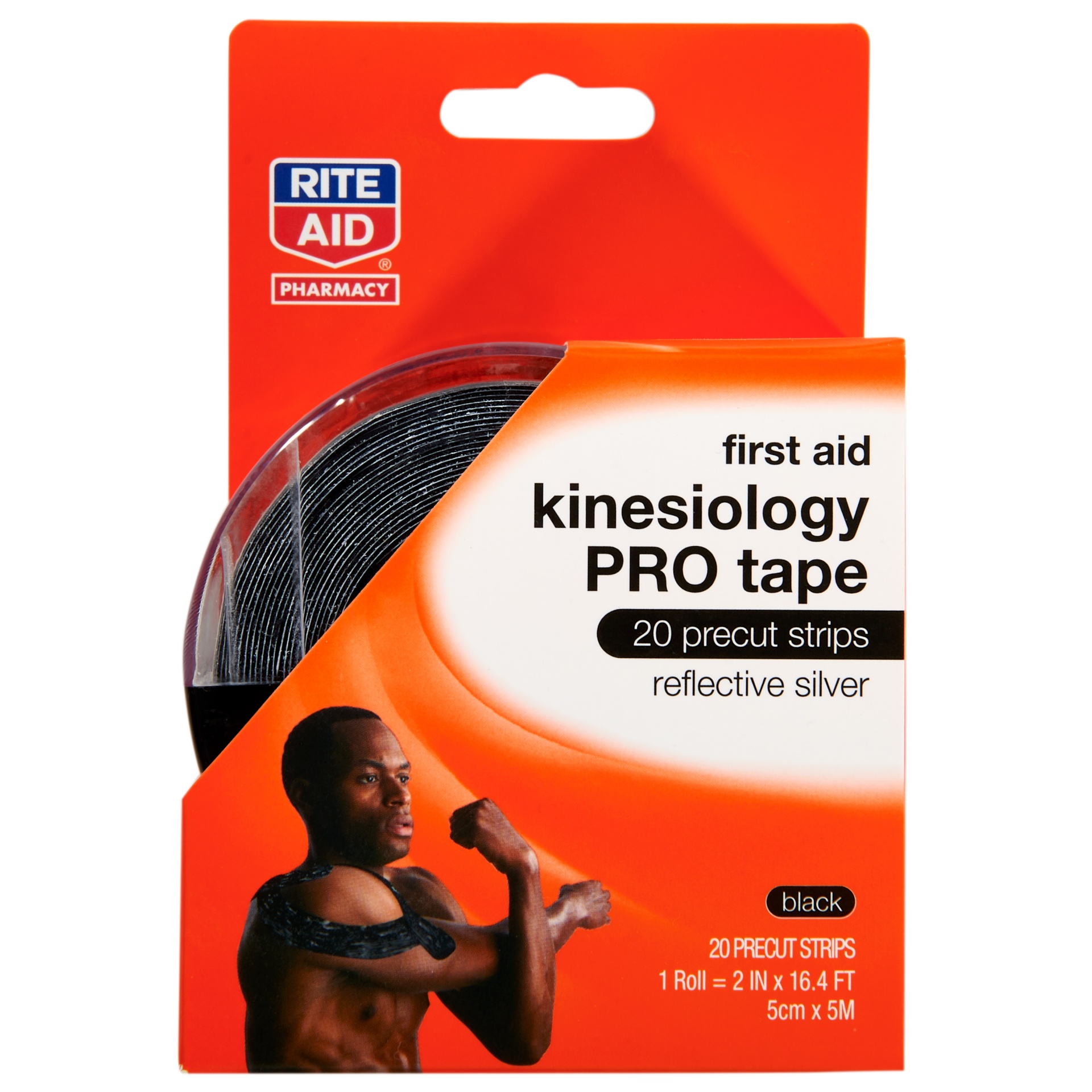 slide 1 of 1, Rite Aid First Aid Kinesiology PRO Tape Strips, Black, 20 ct