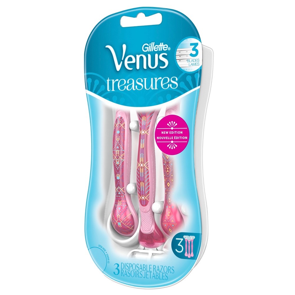 slide 3 of 5, Gillette Venus Treasures Disposable Razors, 3 ct