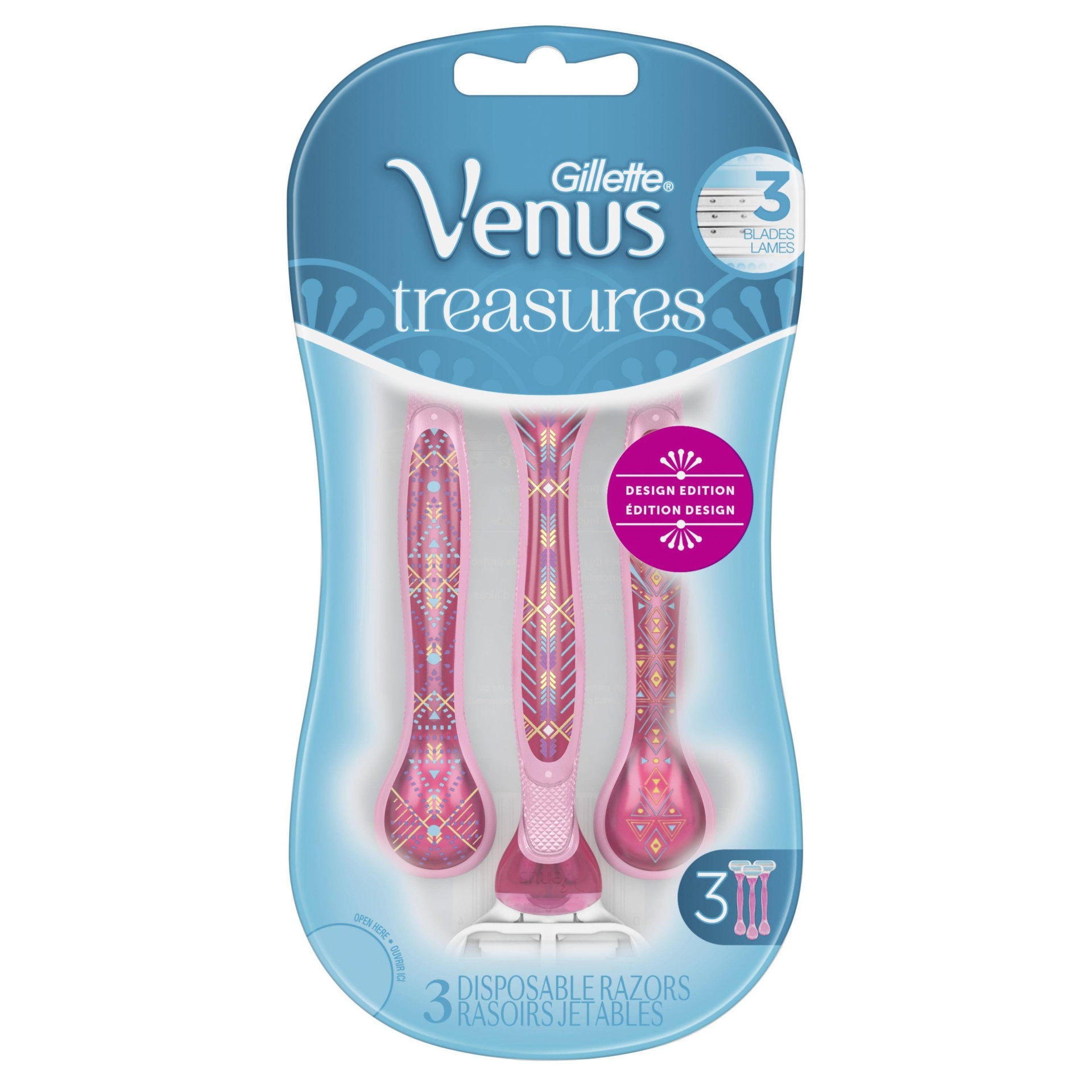 slide 1 of 5, Gillette Venus Treasures Disposable Razors, 3 ct