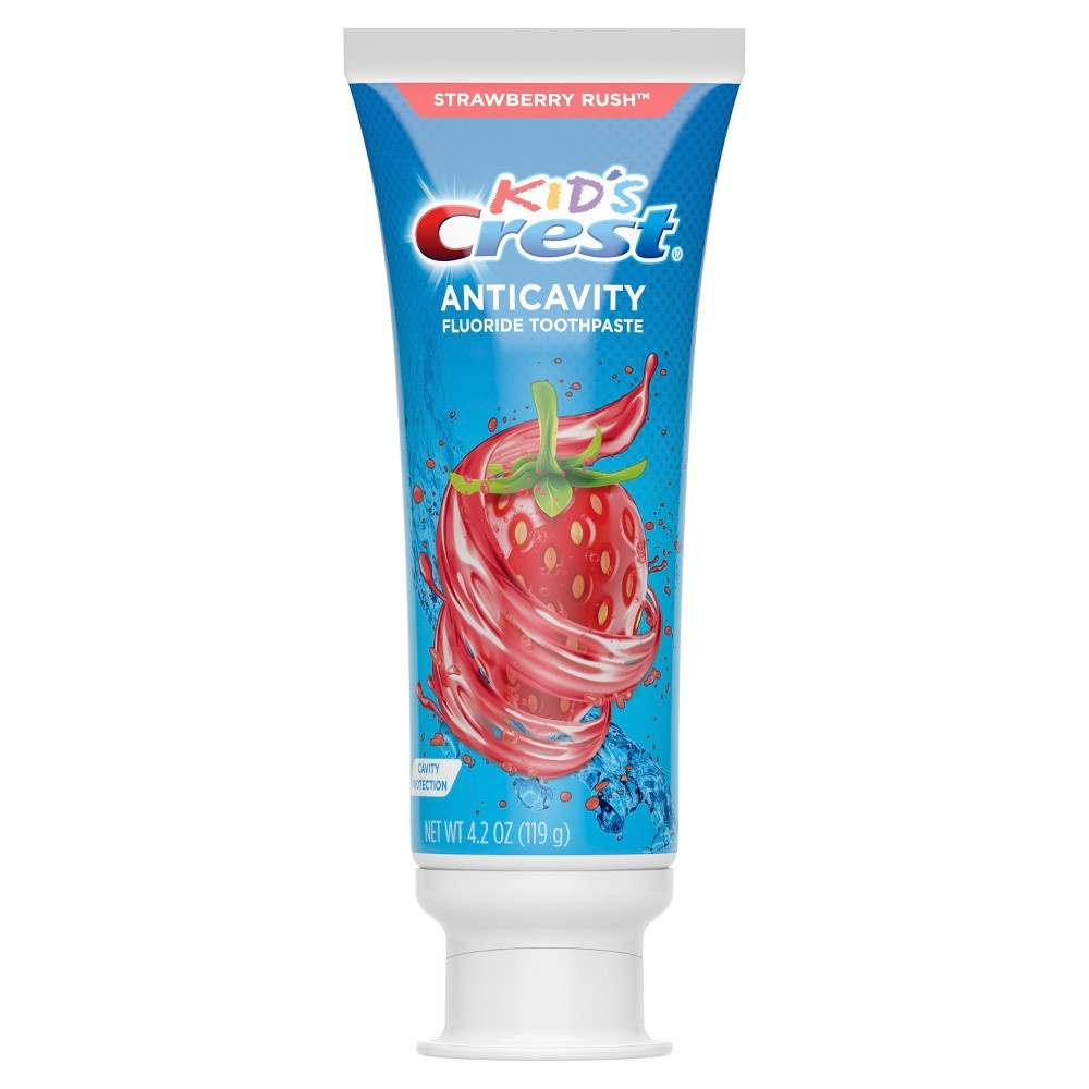 slide 4 of 5, Crest Kid's Anticavity Cavity Protection Fluoride Toothpaste, Strawberry Rush, 4.2 oz