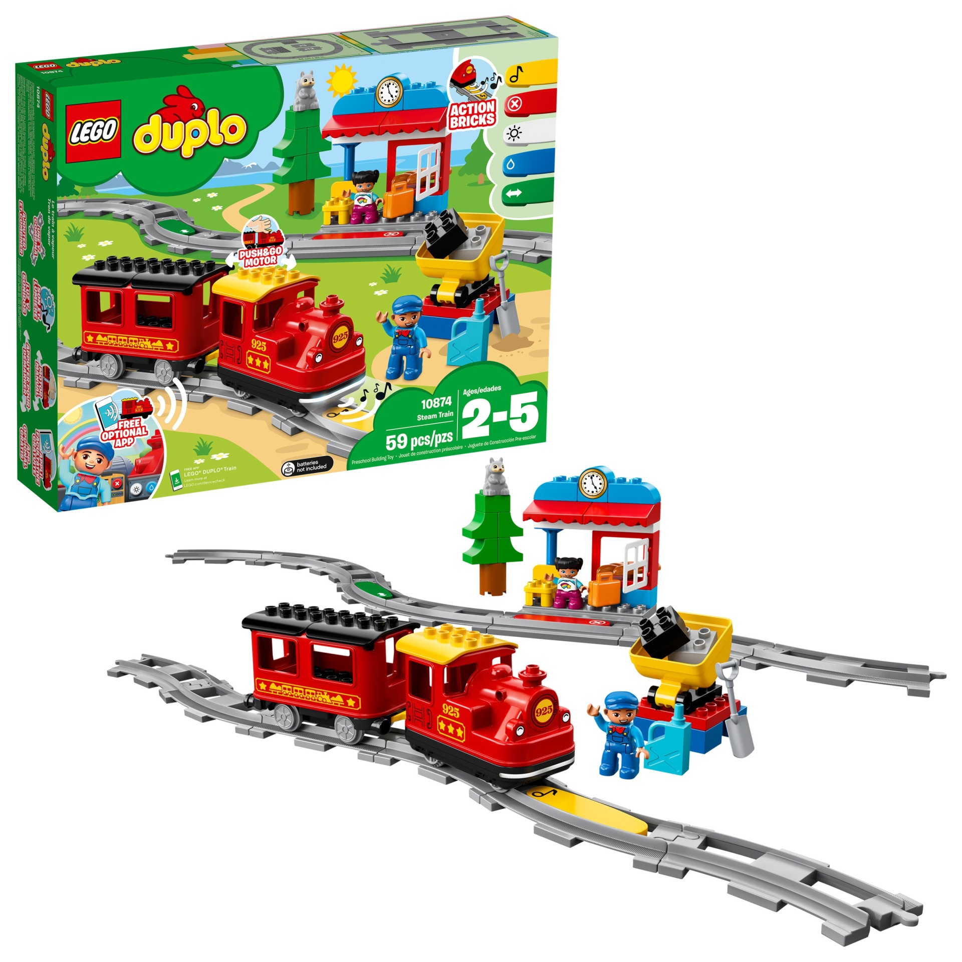 slide 1 of 7, LEGO DUPLO Town Steam Train 10874, 1 ct