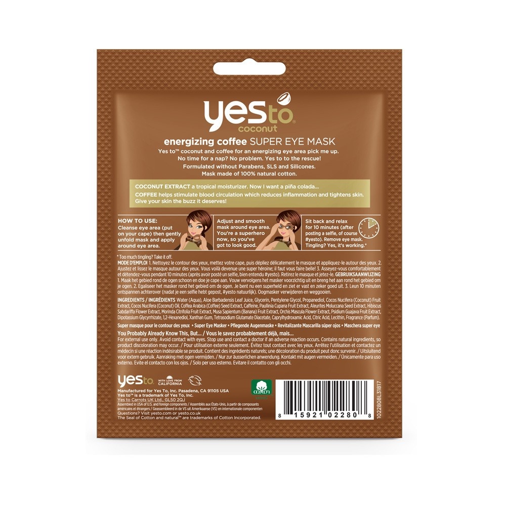 slide 2 of 2, Yes to Coconut Energizing Coffee Super Eye Mask Facial Treatment, 0.25 fl oz