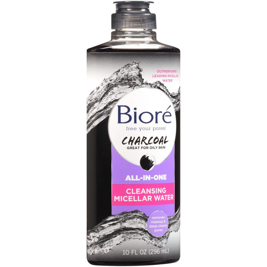 slide 2 of 7, Biore Charcoal Cleansing Micellar Water Facial Cleanser, 10 fl oz