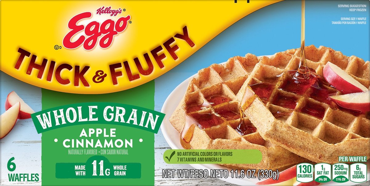 slide 5 of 8, Eggo Thick and Fluffy Apple Cinnamon Frozen Waffles, 11.6 oz
