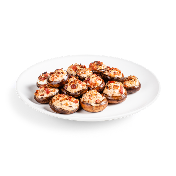 slide 1 of 1, Cheddar Bacon-Stuffed Mushrooms, per lb