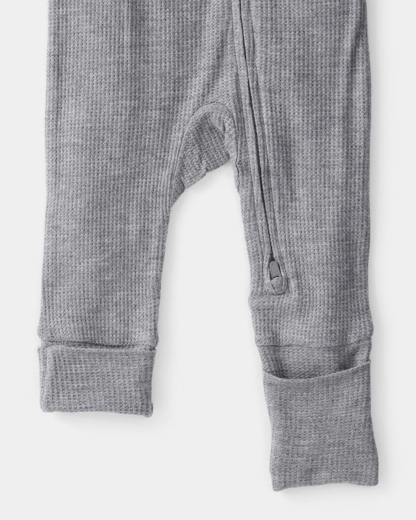 slide 4 of 6, Carter's Carters Baby Boy Solid PurelySoft Long-Sleeve 2-Way Zip Sleep & Play Pajamas - Grey Grey PRE, 1 ct