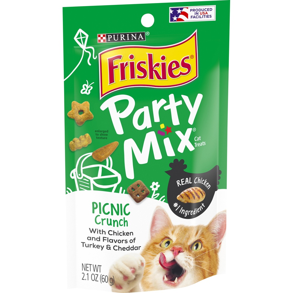 slide 3 of 9, Purina Friskies Party Mix Crunch Picnic Cat Treats, 2.1 oz