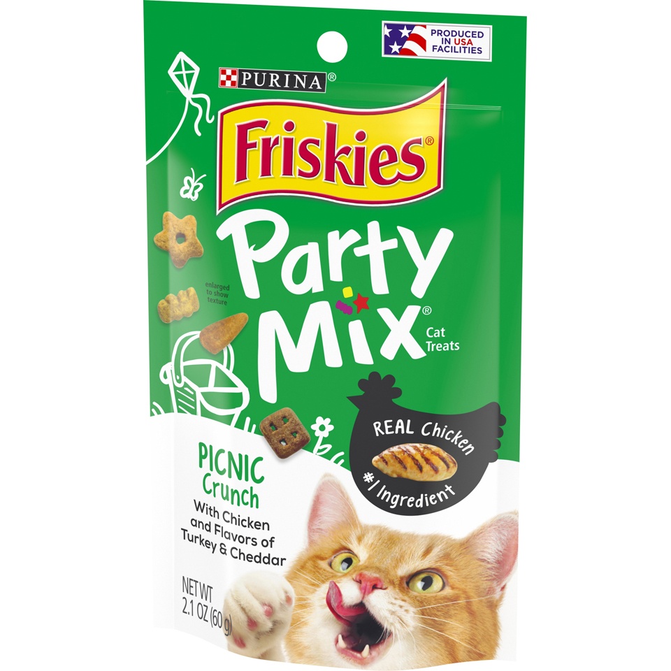 slide 2 of 9, Purina Friskies Party Mix Crunch Picnic Cat Treats, 2.1 oz