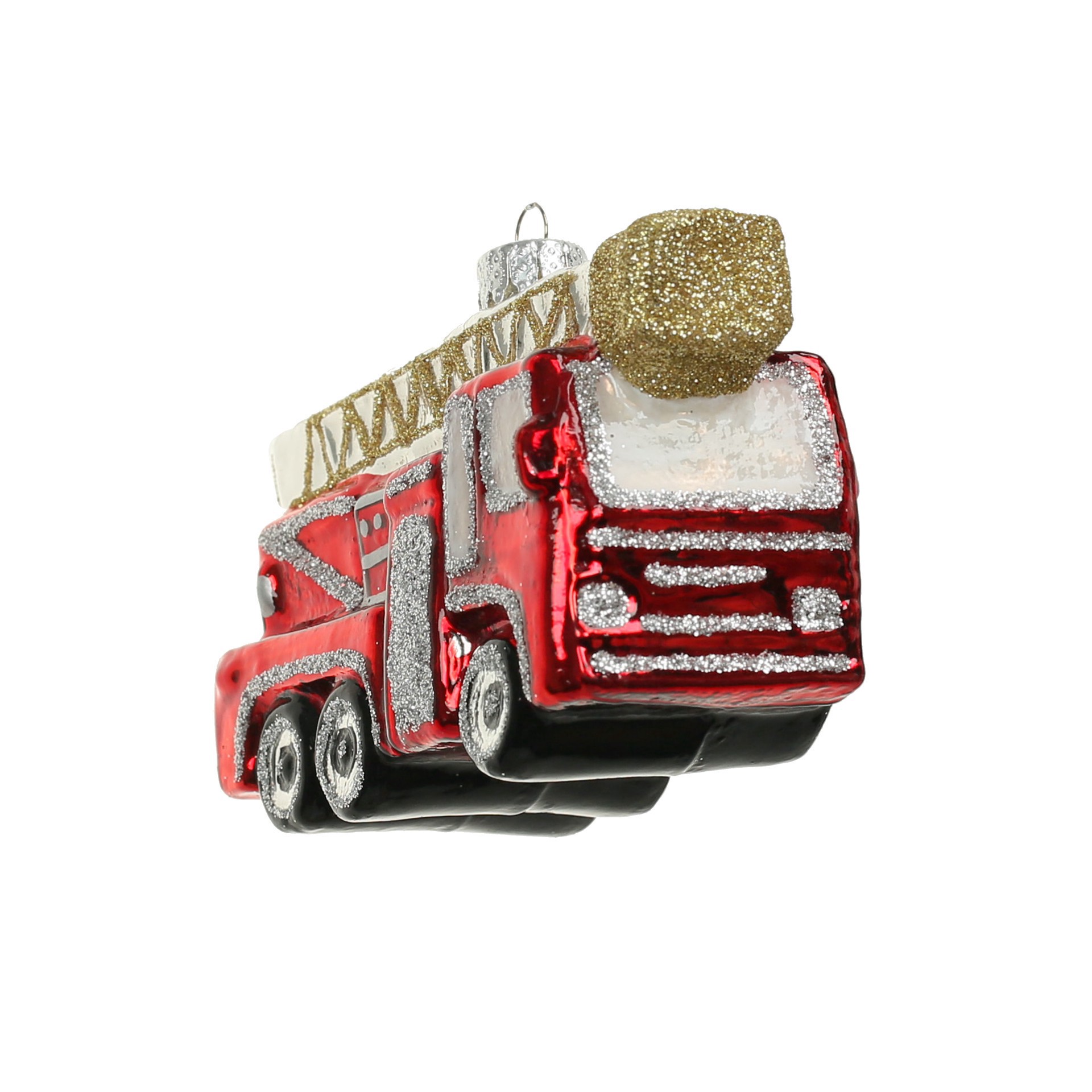 slide 3 of 3, 4.25" Red Glass Fire Truck Ornament By Ashland, 4.25 in
