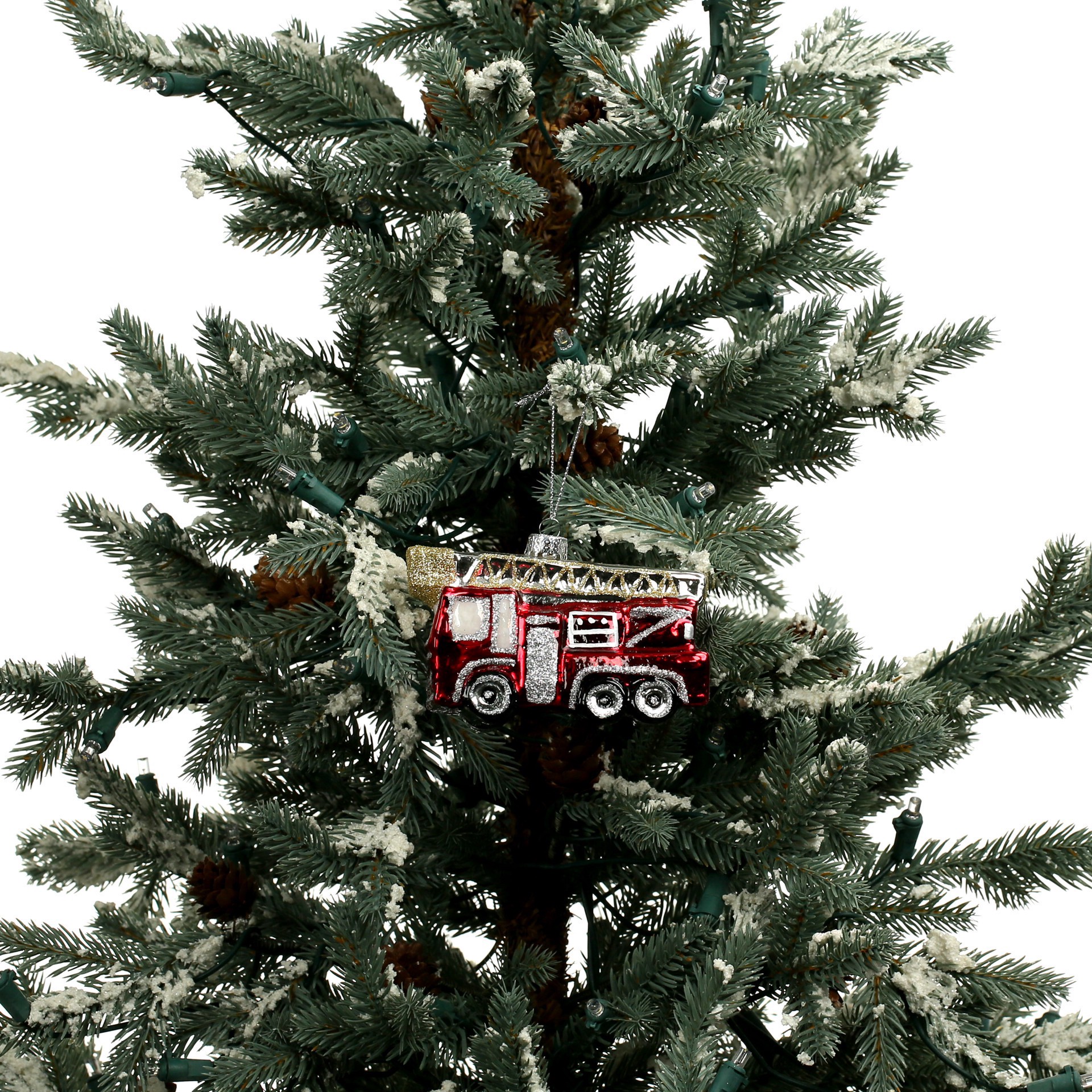 slide 2 of 3, 4.25" Red Glass Fire Truck Ornament By Ashland, 4.25 in