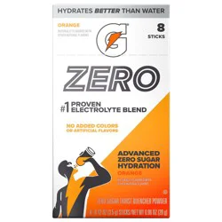 Gatorade Zero Zero Sugar Thirst Quencher Powder Orange, 0.12 Oz X 8 Count
