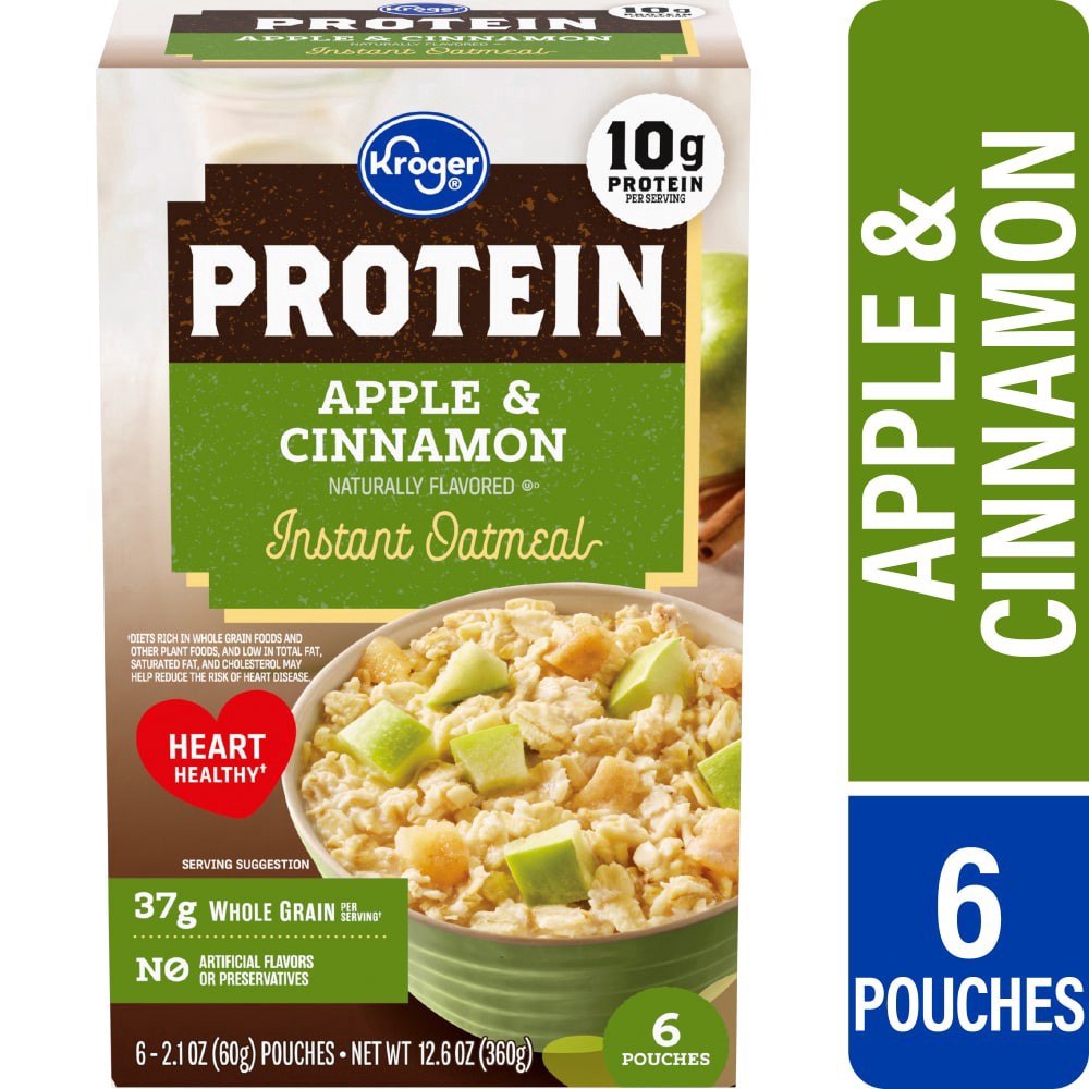 slide 1 of 4, Kroger® Apple & Cinnamon Instant Oatmeal, 6 ct; 2.1 oz