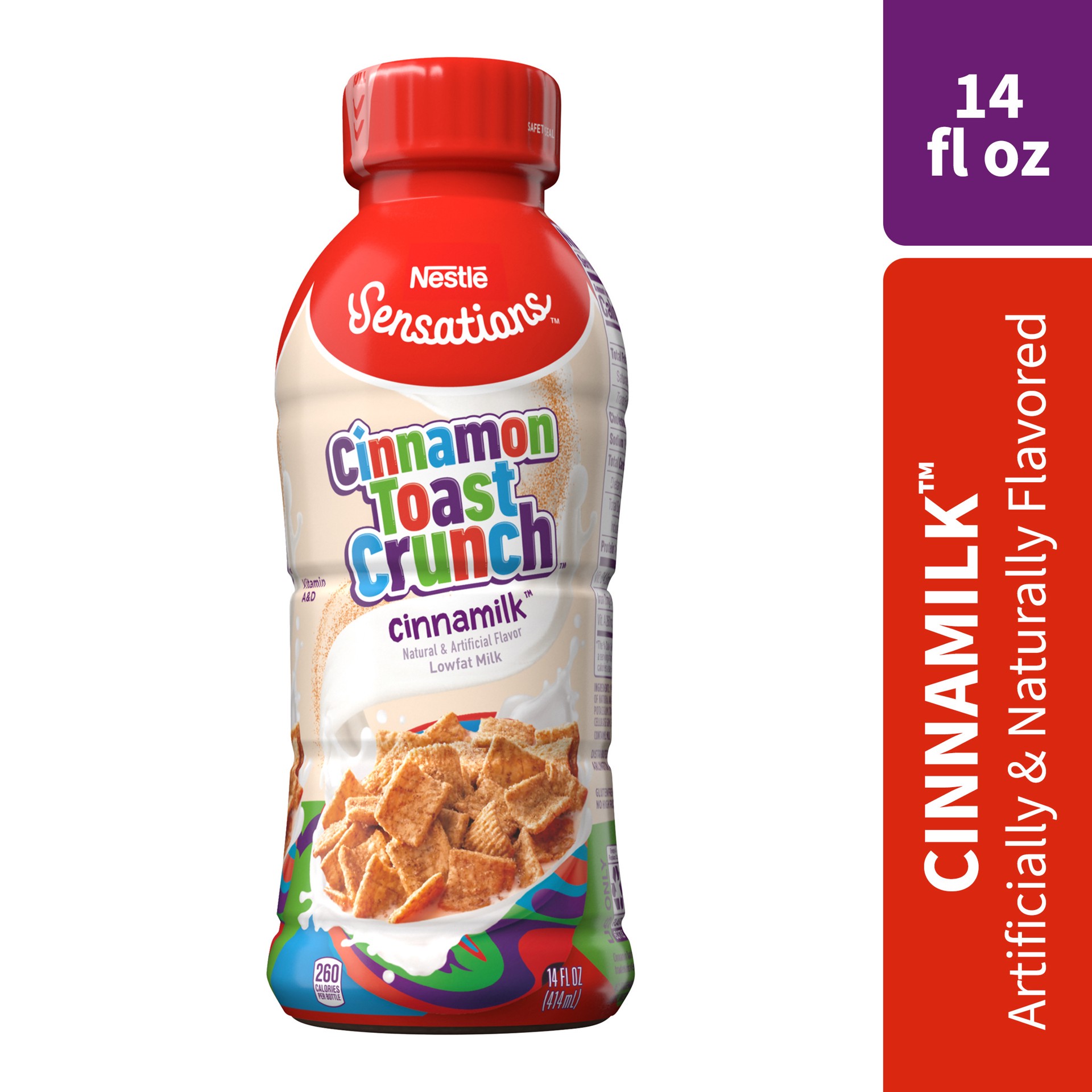 slide 1 of 13, Nesquik Nestle Sensations Cinnamon Toast Crunch Flavored Lowfat Milk, Ready to Drink, 14 oz