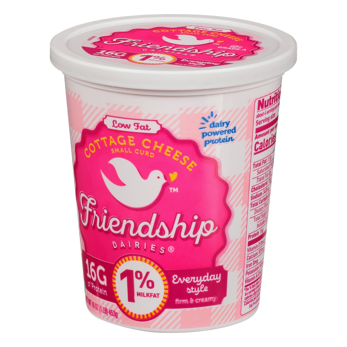 slide 4 of 9, Friendship Dairies Low Fat 1% Milkfat Everyday Style Small Curd Cottage Cheese 16 oz, 16 oz