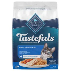 Blue Buffalo Tastefuls Natural Dry Food for Adult Indoor Cats, Chicken & Brown Rice Recipe, 10-lb. Bag