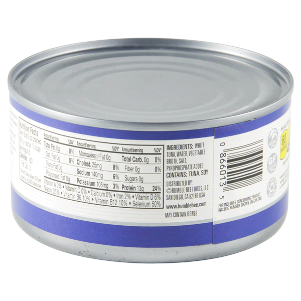 slide 10 of 13, Bumble Bee Solid White Albacore Premium Tuna in Water, 12 oz