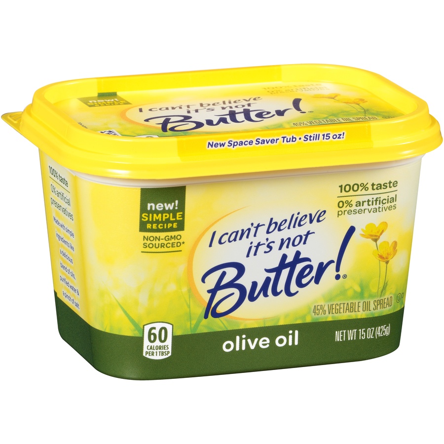 slide 2 of 8, I Can't Believe It's Not Butter! Vegetable Oil Spread with Olive Oil, 15 oz